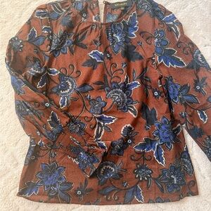 Sugarlips Rust and Navy Floral Blouse